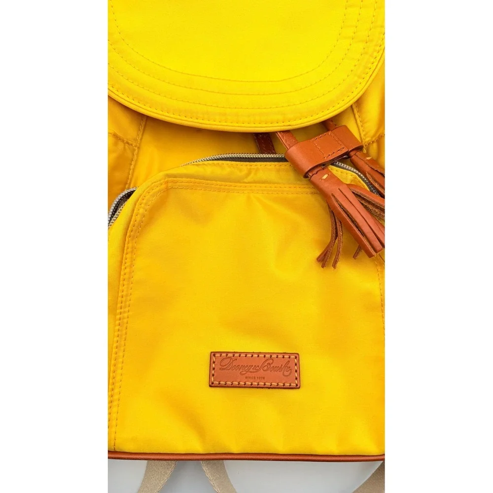 Dooney & Bourke Nylon Murphy Backpack Flap‎ Tassel Drawstring Womens Yellow